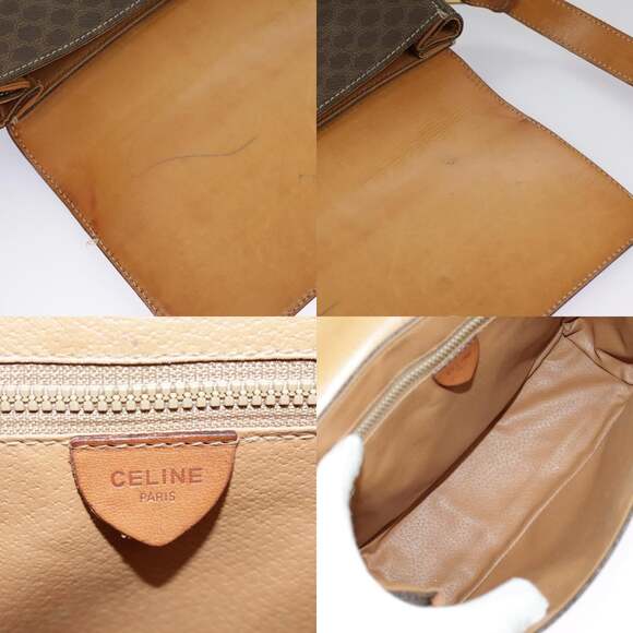 CELINE Macadam Canvas Shoulder Bag Pvc Leather Brown Gold - Picture 13 of 13